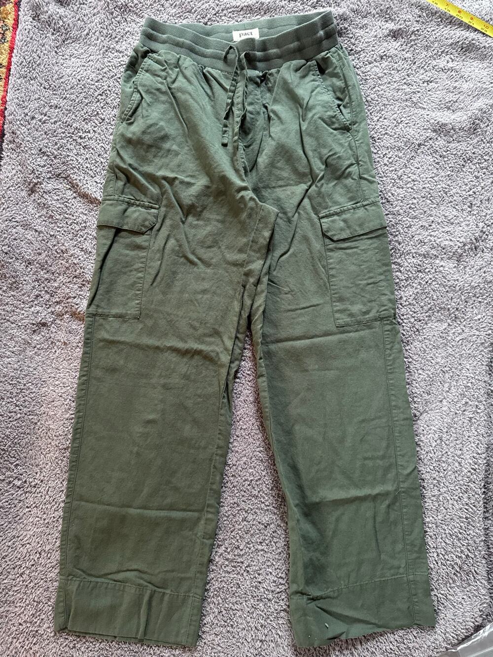 Pact organic cotton linen cargo pants women’s sz s green